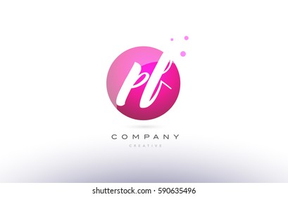 pf p f  sphere pink 3d alphabet company letter combination logo hand writting written design vector icon template 
