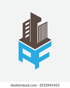 pf real state hexagon  vector letter logo