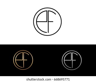 PF round circle shape initial letter logo