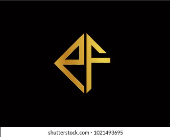 PF square shape Gold color logo