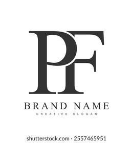 PF trendy logotype template. Initial letter p and f classic font style. Creative logo for company name or identity. Vector illustration.