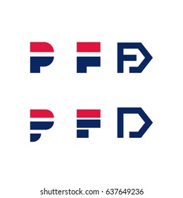 P,F vector words. PF words logo