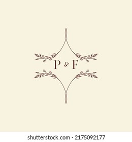 PF wedding initial logo letters in high quality professional design that will print well across any print media