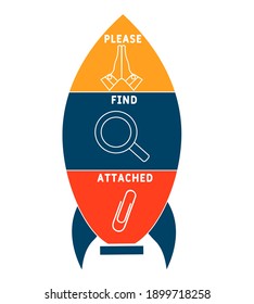 PFA - Por Favor, Encuentre Adjuntos. acrónimo. fondo de concepto de negocio. concepto de ilustración vectorial con palabras clave e iconos. ilustración con iconos para banner web, volante, página de inicio