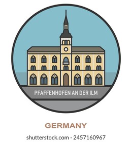 Pfaffenhofen an der Ilm. Cities and towns in Germany. Flat landmark