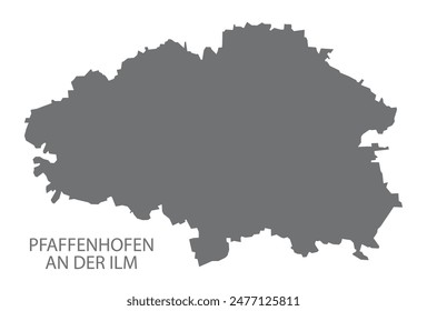 Pfaffenhofen an der Ilm German city map grey illustration silhouette shape