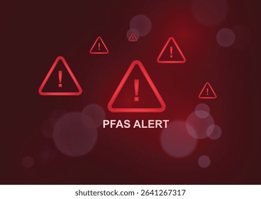 PFAS Alert Warning Triangle Symbols. Web design for business and marketing safety communications. PFAS concept. PFAS risks. PFAS danger. Per and Polyfluoroalkyl Substances. Vector illustration