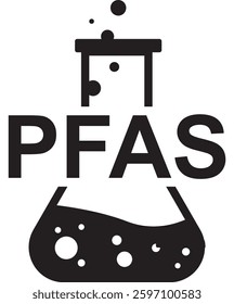 PFAS Chemical Laboratory Testing Research Icon. Scientific research and testing of per-fluoroalkyl substances. PFAS concept. Icon isolated on transparent background. Vector illustration