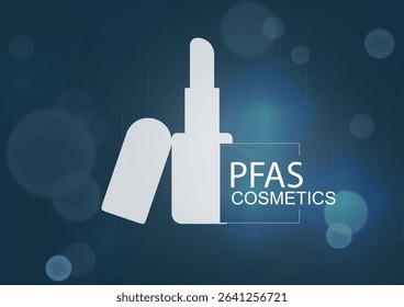 PFAS cosmetics contamination warning concept. Toxic chemical alert message. Professional poster template for health awareness campaigns. PFAS in cosmetics. PFAS. Vector illustration