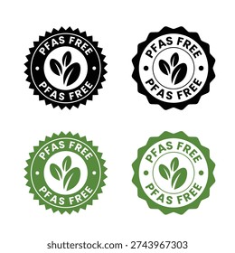 PFAS Free circle logo badge design. Suitable for information and product label, PFAS Free icon set. PFAS Free logo, label, badge, symbol, emblem, stamp, black, line, vector .