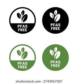 PFAS Free circle logo badge design. Suitable for information and product label, PFAS Free icon set. PFAS Free logo, label, badge, symbol, emblem, stamp, black, line, vector .