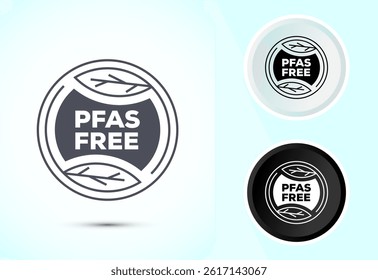 PFAS free icon design illustration, PFAS free label, badge. Proper nutrition symbol in color black and white