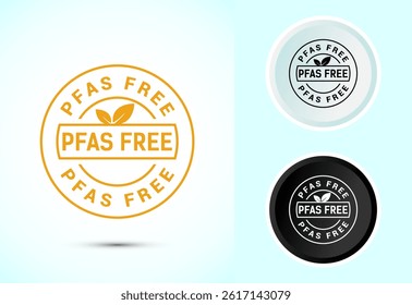 PFAS free icon design illustration, PFAS free label, badge. Proper nutrition symbol in color black and white