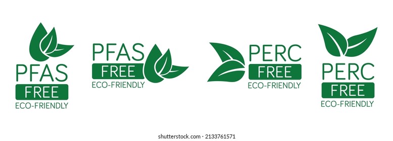 pfas free, pfas free, perchloroethylene free, per-and poly-fluoroalkyl substances, icon vector illustration 