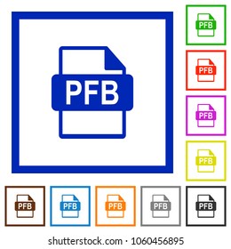 PFB file format flat color icons in square frames on white background