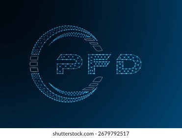 PFD low poly letter logo vector design. PFD lower poly logo design. Low poly logo.
