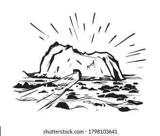 Pfeiffer Beach, USA. Vector hand drawn illustration on white background.