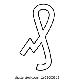 Pfennig German penny sign glyph money symbol contour outline line icon black color vector illustration image thin flat style simple