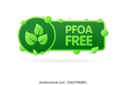 PFOA free icon. Flat, green, leaf icon, green sign, PFOA free. Vector icon