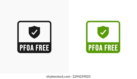 Marca libre PFOA o vector de etiquetas libre PFOA aislado en estilo plano. Mejor vector de marca libre PFOA para el elemento de diseño de empaquetado de productos. Etiqueta libre de PFOA para el elemento de diseño del embalaje.