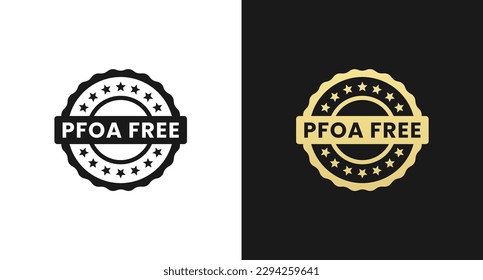 PFOA Free Stamp or PFOA Free Label Vector Isolated in Flat Style. Best PFOA Free Stamp vector for product packaging design element. PFOA Free Label for packaging design element.