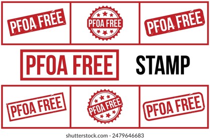Pfoa Free Stamp. Red Pfoa Free Rubber grunge Stamp set