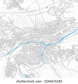 Pforzheim, Baden-Wuerttemberg, Germany high resolution vector map with editable paths. Bright outlines for main roads. Use it for any printed and digital background. Blue shapes and lines for water.