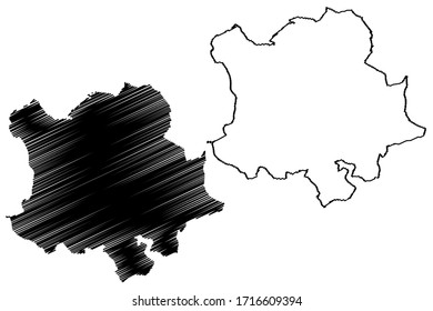 Pforzheim City (Federal Republic of Germany, Baden-Wurttemberg) map vector illustration, scribble sketch City of Pforzheim map