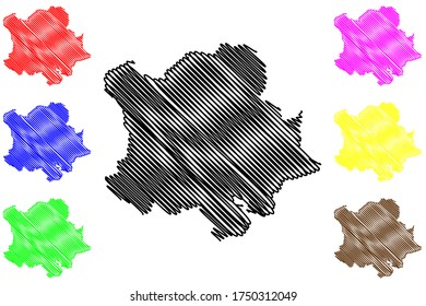 Pforzheim City (Federal Republic of Germany, Baden-Wurttemberg) map vector illustration, scribble sketch City of Pforzheim map