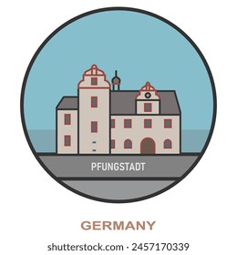 Pfungstadt. Cities and towns in Germany. Flat landmark