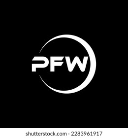 PFW letter logo design in illustration. Vector logo, calligraphy designs for logo, Poster, Invitation, etc.