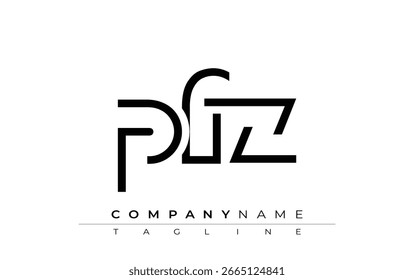 Diseño de carta abstracta PFZ. Diseño moderno del logotipo del negocio con tipografía Abstractas y estilo contemporáneo