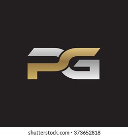 PG company linked letter logo golden silver black background