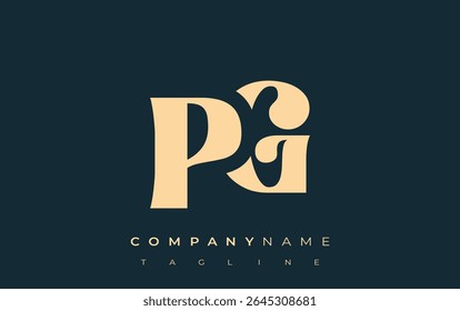 PG Creative Abstract Typography Logo Design. Elegant logo combining bold typography and creative shapes, ideal for branding and identity solutions.