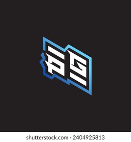 PG initial gaming team, youtube, twitch and clipart stock illustration logo