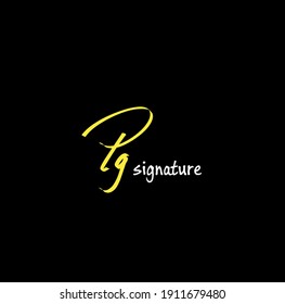 PG initial handwritten calligraphy, for monogram and logo