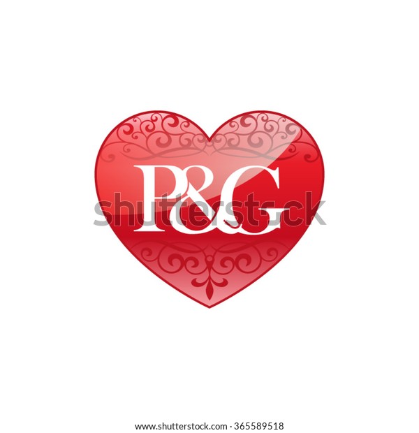 Pg Initial Letter Logo Ornament Heart Stock Vector Royalty Free