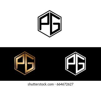 PG Initial Letters Linked With Hexagon Shape Logo

