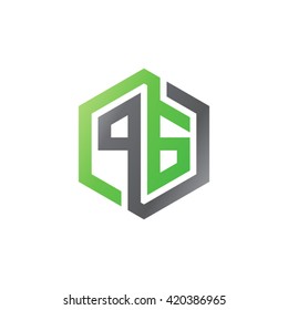 PG initial letters looping linked hexagon logo black gray green