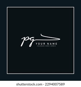 PG Initial Logo in Signature Style for Photography and Fashion Business - Hand Drawn Signature Logo Vector