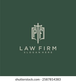 PG initial monogram for law firm with sword and shield logo image
