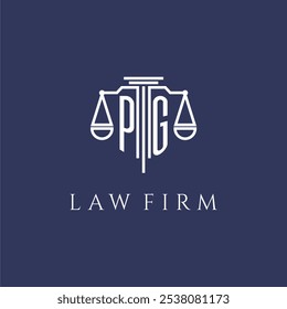 PG monograma inicial para el logotipo del bufete de abogados con escalas Imagen de Vector