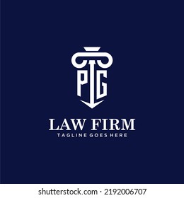 PG initial monogram logo lawfirm with pillar design