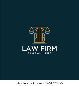 PG initial monogram logo for lawfirm with scale vector design