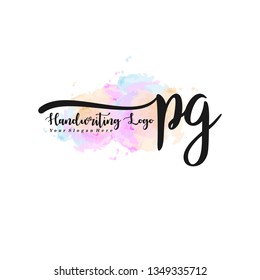 Logo de la firma inicial PG. vector de plantilla de logotipo de escritura a mano,