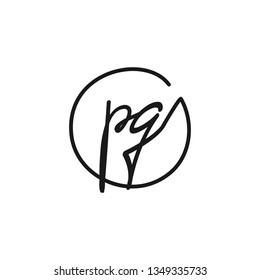 PG initial signature logo. handwriting logo template vector,