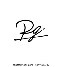 PG initial signature logo. handwriting logo template vector,