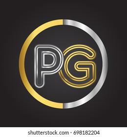 PG Letter logo in a circle. gold and silver colored. Vector design template elements for your business or company identity.