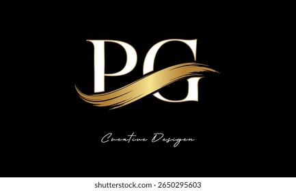 PG Letter Monogram Logo – Elegant Gold Brush Stroke Letter mark for Luxury Branding, Fashion, Boutique  Premium Identity Design
