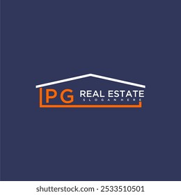 PG letter roof shape logo for real estate with house icon design